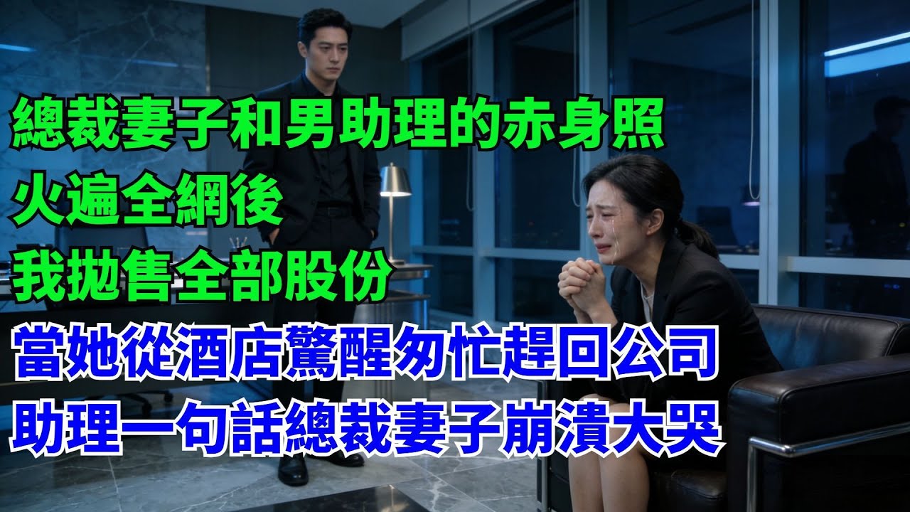 總裁妻子和男助理的赤身照火遍全網後，我拋售全部股份，當她從酒店驚醒匆忙趕回公司，助理一句話總裁妻子崩潰大哭#故事#小説#家庭矛盾#爽文