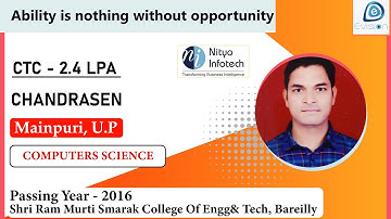 Congrats, Chandrasen | Selected in Nityo Infotech | 2.4 LPA | COMPUTERS SCIENCE, PoY 2016 | Mainpuri