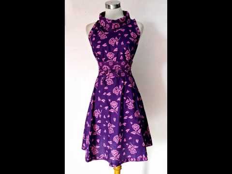  BAJU  PESTA MODEL  DRESS  BATIK SOLO RARA UNGU YouTube