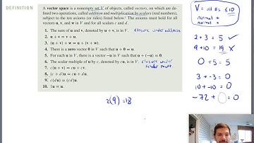 An introduction to Vector Spaces (Math 204 Section 4.1 video 1)