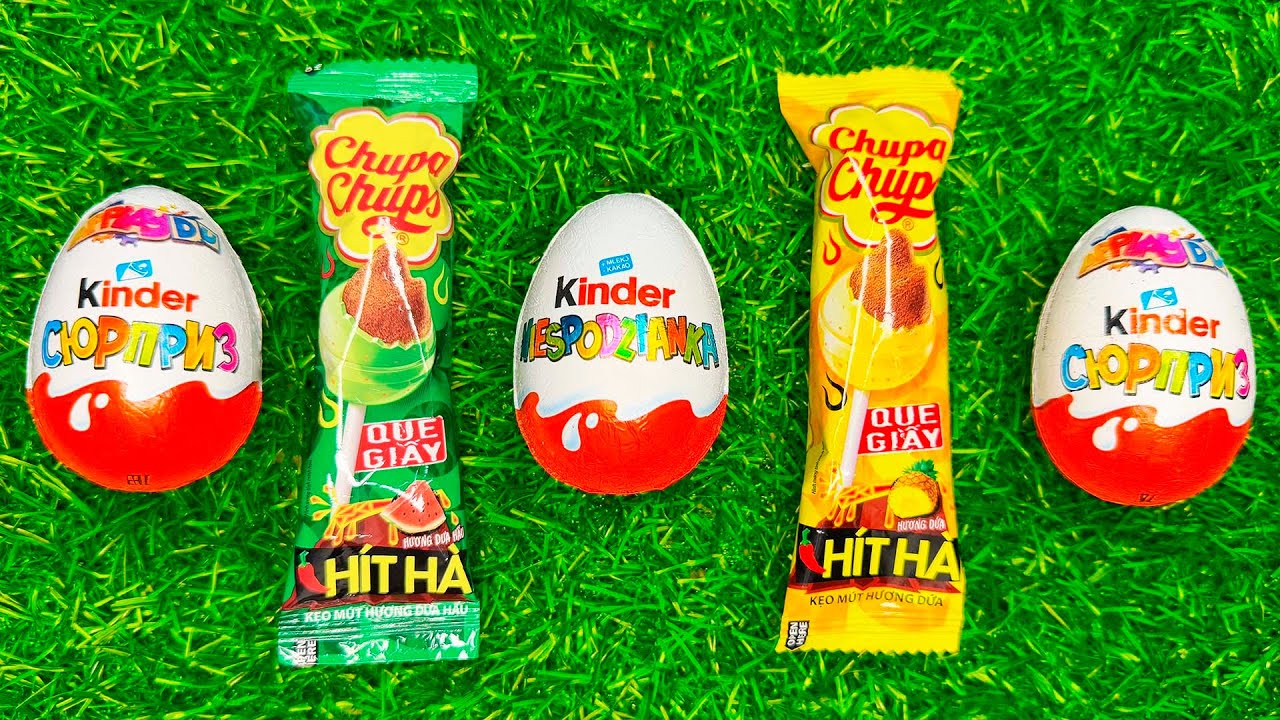 Satisfying Video | 3 Kinder Surprise Eggs ASMR Opening & Yummy Hot Chupa Chups Unpacking