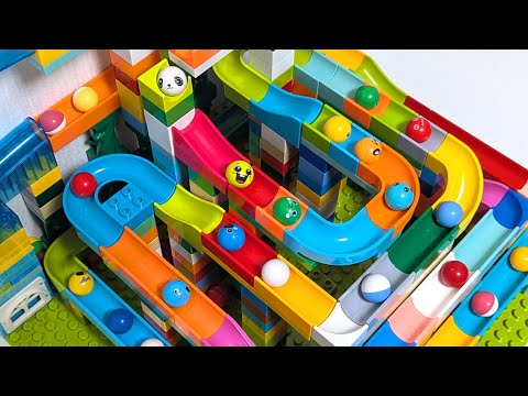 Marble Run Block Coaster ☆ Rise in an elevator and drop down high steps