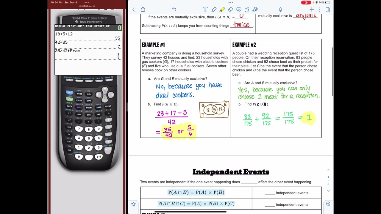 The Addition Law of Probability & Independent Events