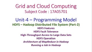 HDFS-Hadoop Distributed File System-Part-2-GCC-Unit-4-Programming Model, Features, Operations, MR
