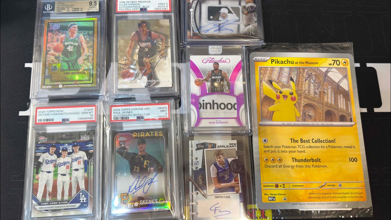Pikachu at the Museum大尺寸寶可夢 / Dirk Nowitzki超貴金亮9.5分 / Allen Iverson Skybox頂級老簽 「#球員卡 eBay 開箱分享 2/22」
