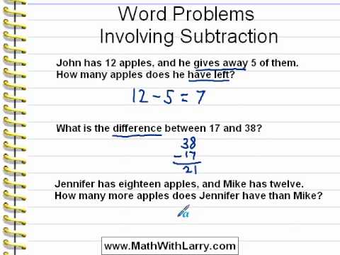 solving word problems involving subtraction