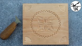 Decorative wooden tile | Chip carving