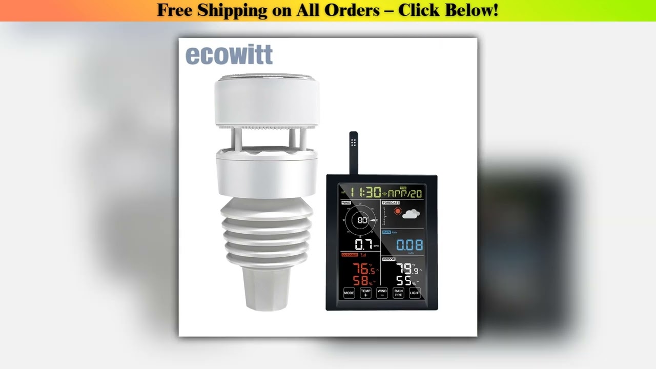 Ecowitt WN1981 Wi-Fi Weather Station, Includes WN1980_C LCD Display Console and WS90 Outdoor Solar