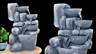 DIY Amazing Homemade Indoor Tabletop Waterfall Fountain | DIY Cemented Strongest Waterfall Fountains