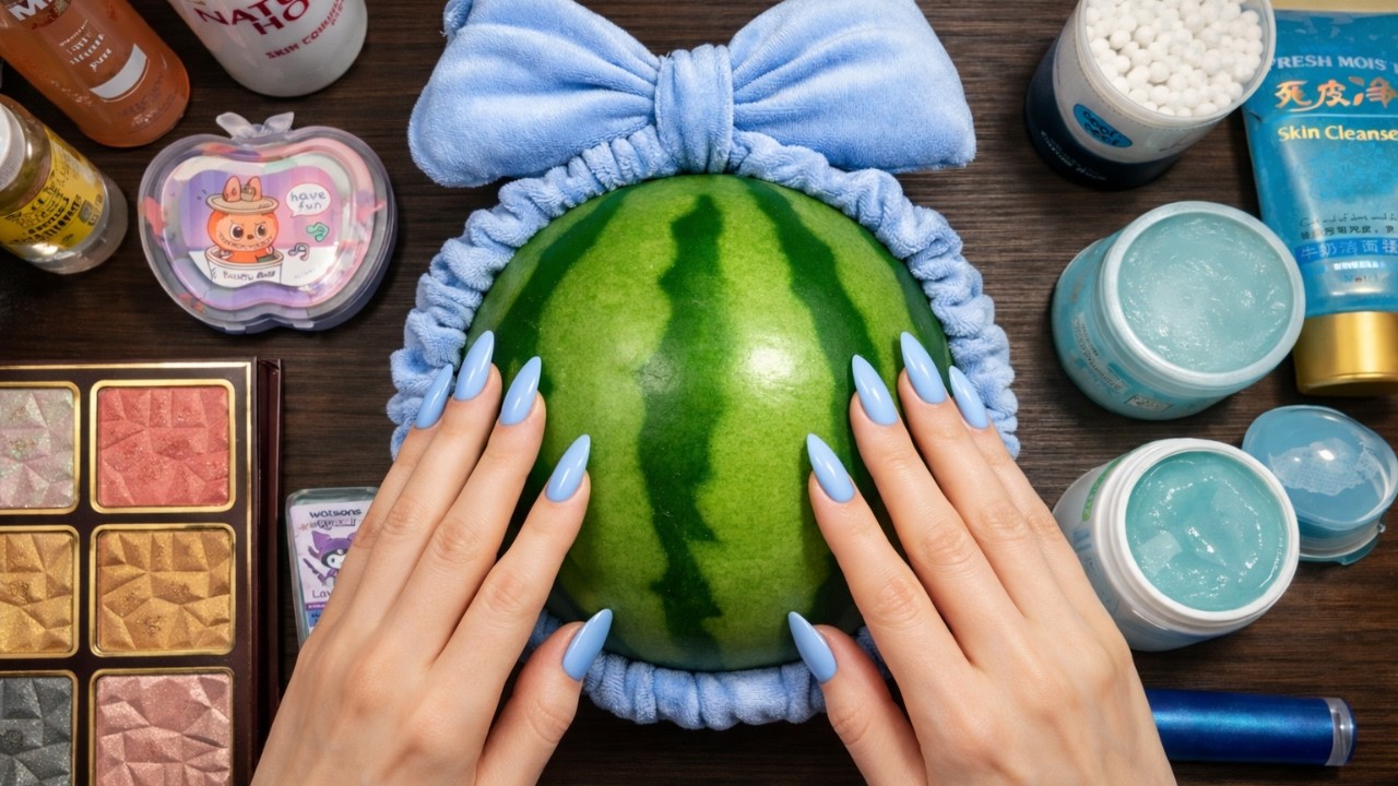 ASMR Makeup Compilation For Sleep | ASMR Makeup on Watermelon (No Talking )