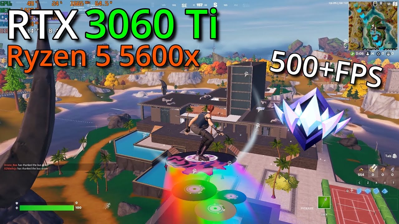 Fortnite Chapter 4 season 4 | RTX 3060 ti+Ryzen 5 5600x | Ranked fights solo | 1080p performance mod