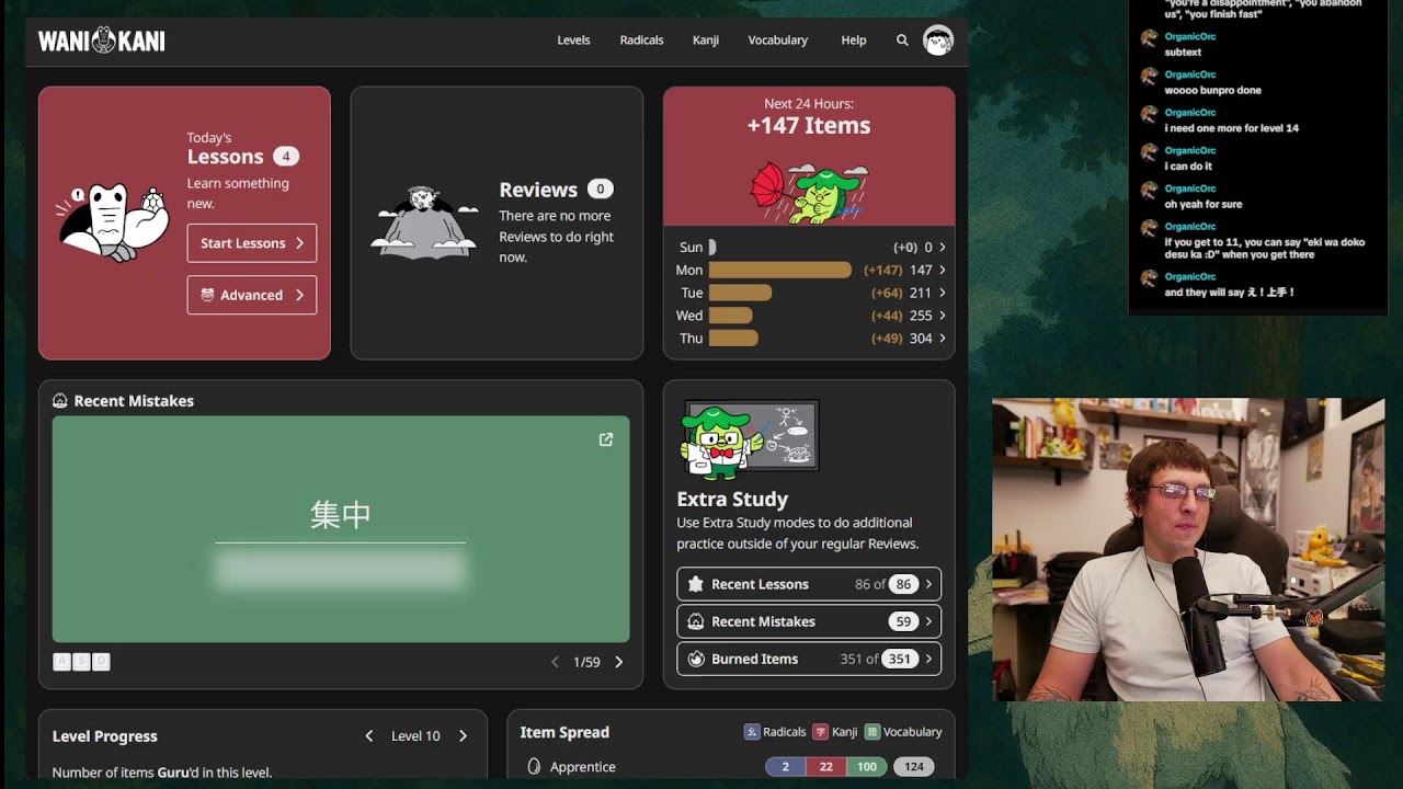 WaniKani Day 268 + Bunpro Day 234 Staying Consistent
