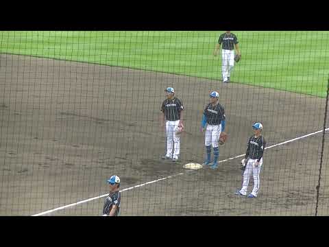 シートノック ファースト守る古川裕大 阪口 樂〜2024年9月4日 日本ハムファイターズ対ヤクルトスワローズ