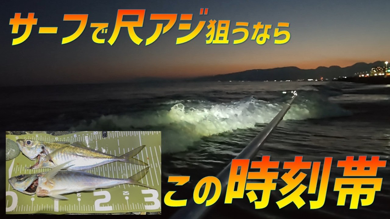 【ぶっこみサビキ】神奈川県のサーフで尺アジ釣れてます。狙うならこの時刻帯から
