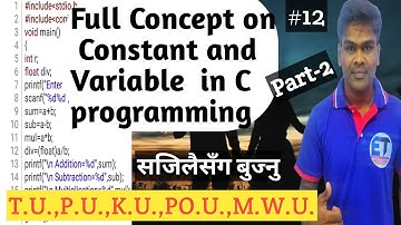 #12 Constant and Variable In C Programming  Part-2 in Easy Way In Nepali By Harishwar Pandit