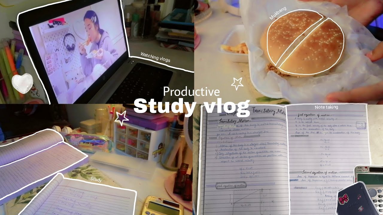 productive study vlog🖇️🗒️:note taking, study, mukbang, college diaries ...