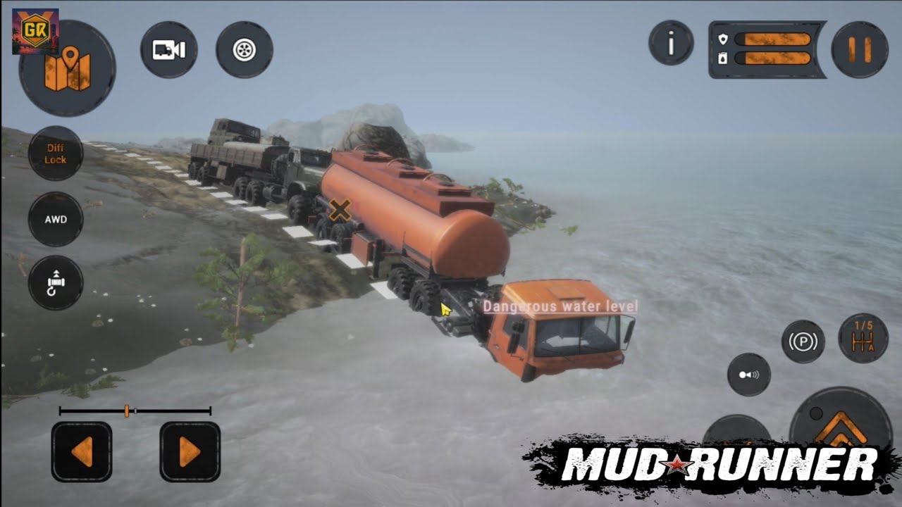 C-6511 TRUCK CROSSING RIVER WITH ATTECH MINI TRUCK STUCK IN RIVER MUD RUNNER PART 3