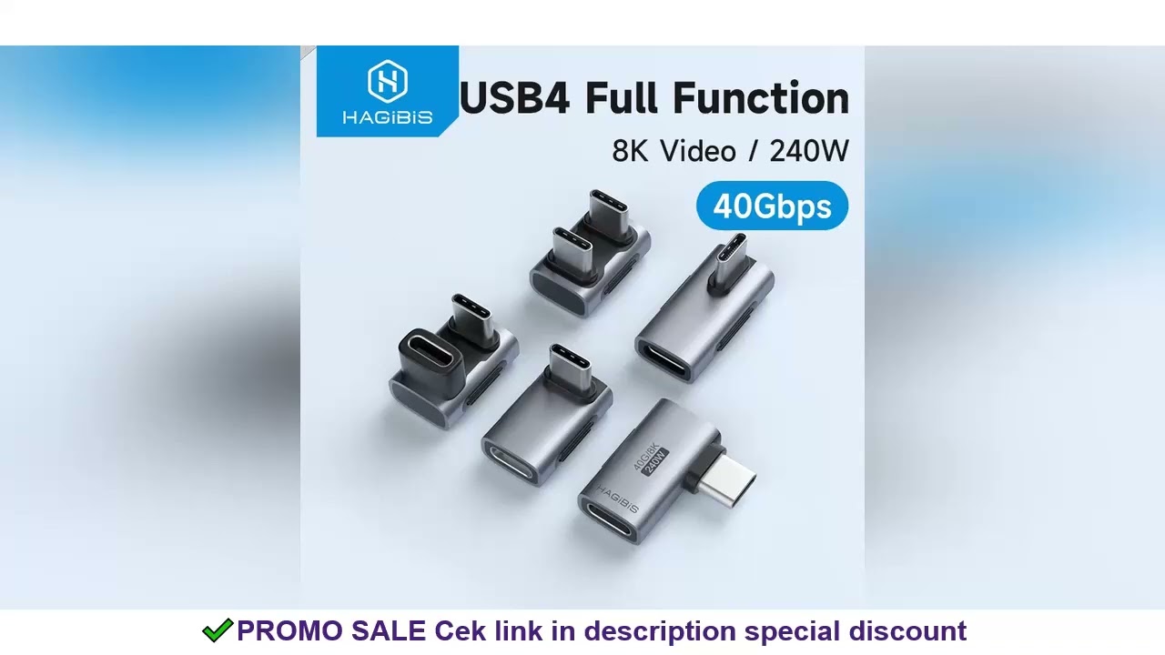 Hagibis 240W USB C to C Adapter 40Gbps 8K 60Hz 90 Degree Converter USB4 Adapter for Thunderbolt 4/3