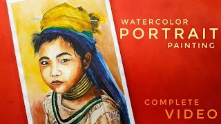 Easy Watercolor Portrait painting in sketchbook - Complete video - Dr ART screenshot 4