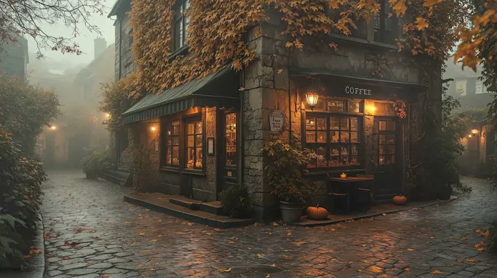 Bookstore Café Ambience in Rainy Victorian London Street | Autumn Dark Academia for Study, Focus