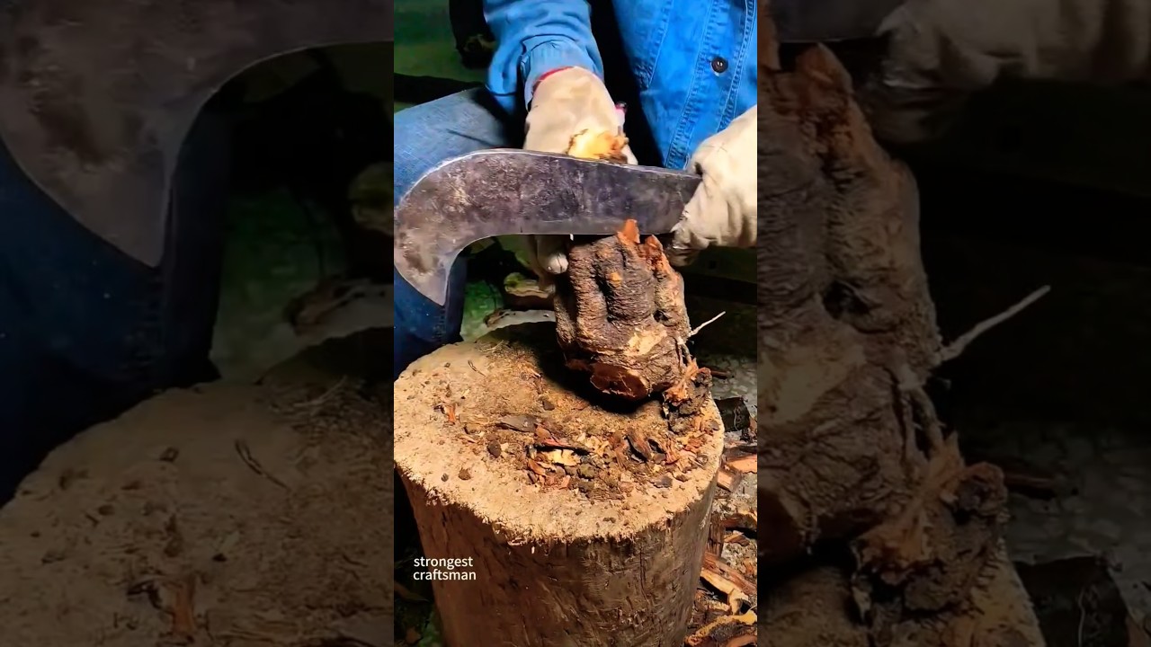 Cutting roots with a machete