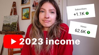 my income as a small art channel in 2023 ✴ first year monetized