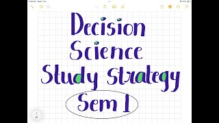 Sem 1 - Decision Science Study strategy IMP MBA
