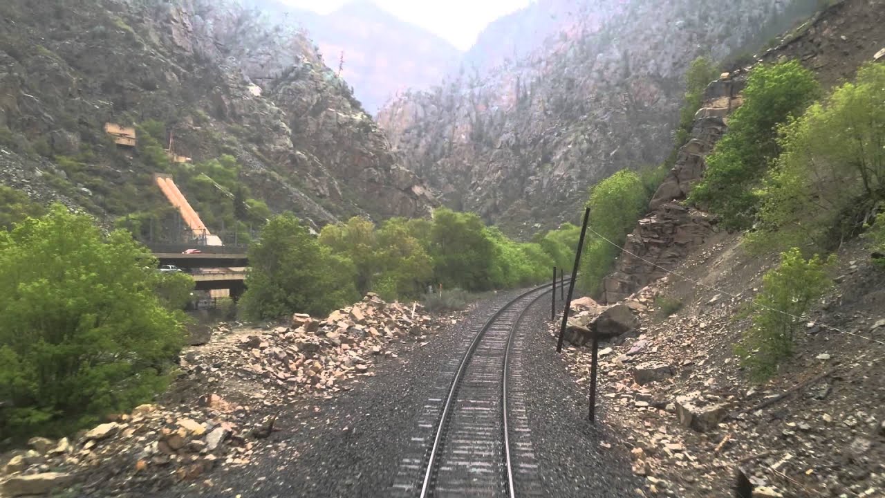 Traveling west through Glenwood Canyon in Colorado aboard Amtrak, May