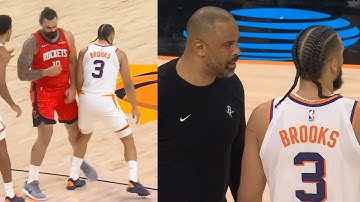 Ime Udoka has words for Dillon Brooks after bumping Steven Adams to ground 😂