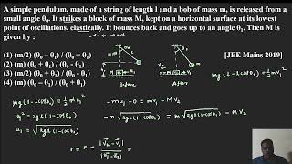 A simple pendulum made of a string of length l and a bob of mass m is released from a small angle θ0