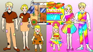 Paper Dolls Dress Up  Rich Family Vs Poor Family Decor New Room Contest  Barbie Story & Crafts