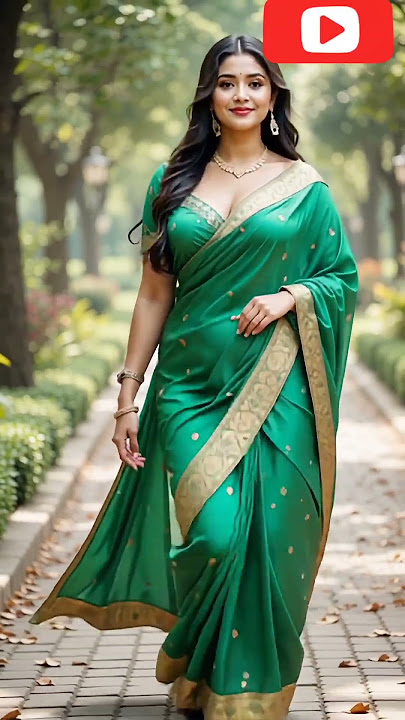 AiSareeSundari 💚✨ Elegant Green Saree With Golden Border Grace 👑🌿