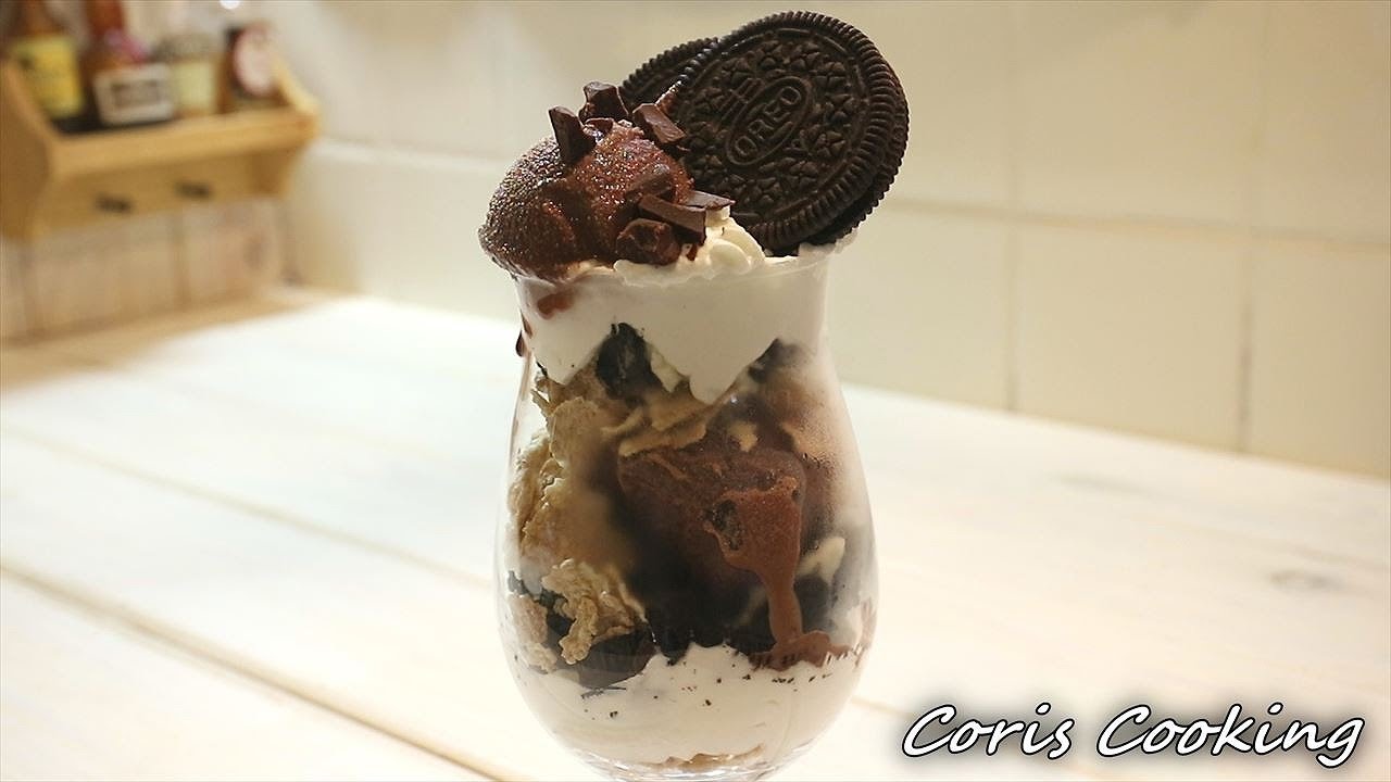 オレのチョコレートパフェの作り方 簡単レシピ Chocolate Parfait Oreo Coris Cooking Youtube
