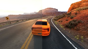 BeamNG.Drive with and without Reshade