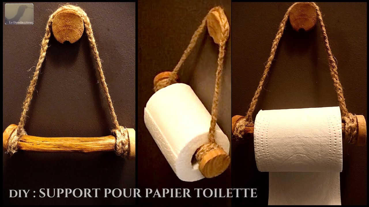 Porte-Papier Toilette Bois avec pour Étagère, Porte-Papier