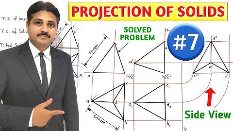PROJECTION OF SOLIDS SOLVED PROBLEM 7 IN HINDI IN ENGINEERING DRAWING @TIKLESACADEMYOFMATHS