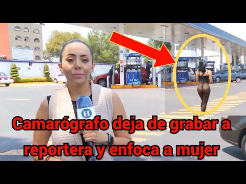 Camarógrafo deja de grabar a reportera y enfoca a mujer que lo dejó sin aliento