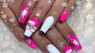 pink santa acrylic
