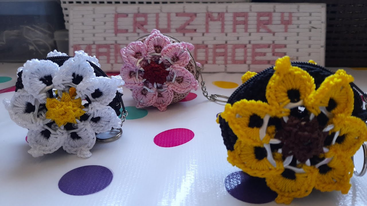 Mini monedero 🌸🌸 a crochet y fichas