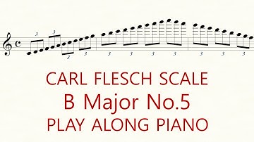Violin Scale Carl Flesch  B Major No.5 Scale System 3 Octave Slow Practice Play Along Piano