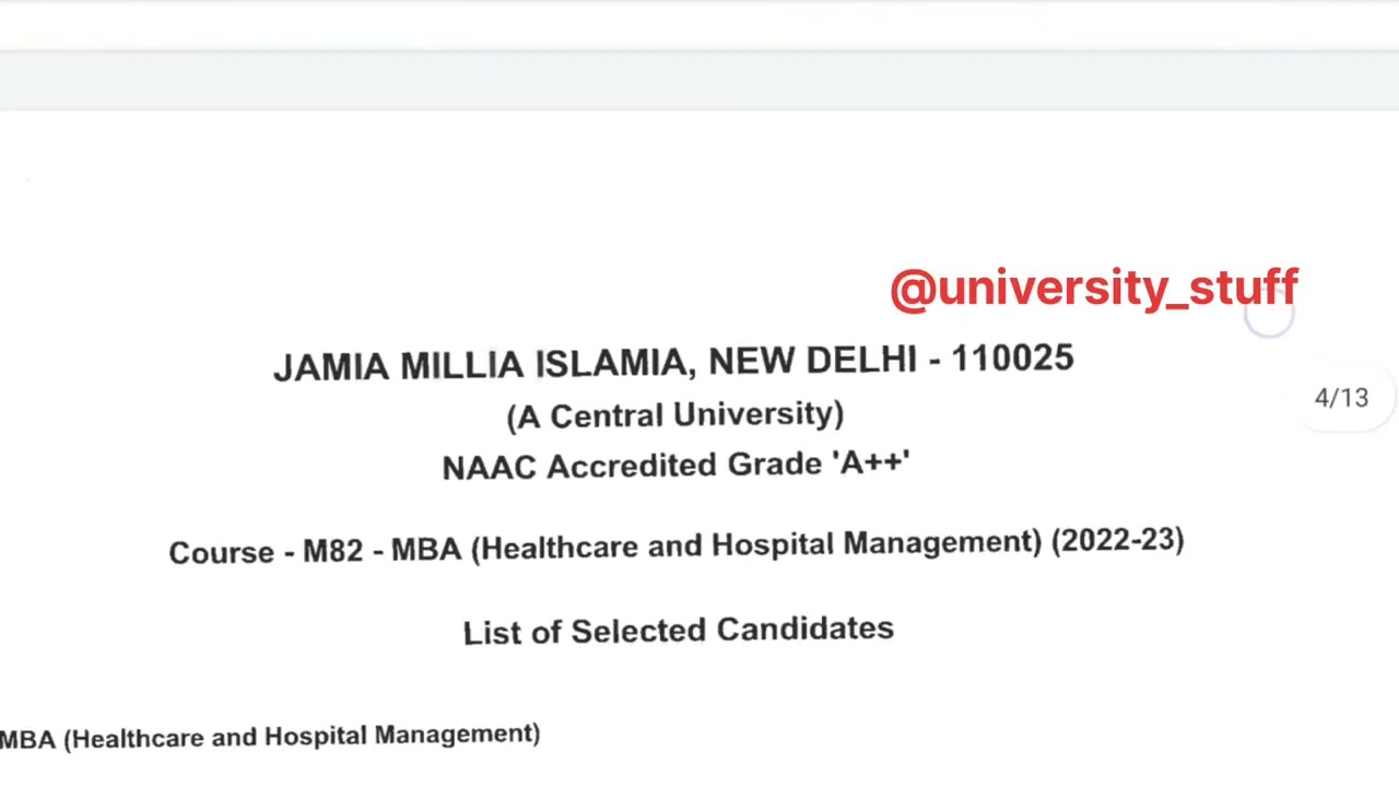 Jamia MBA Cutoff 2022 | Jamia MBA Result 2022 | JMI MBA Entrance Result 2022 | JMI Entrance 2022