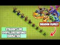Dragon Family VS Straight Line Every Defense(Level 1 - Level Max) Formation | Clash of clans
