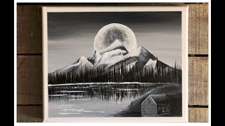 easy acrylic painting moon landscape simple