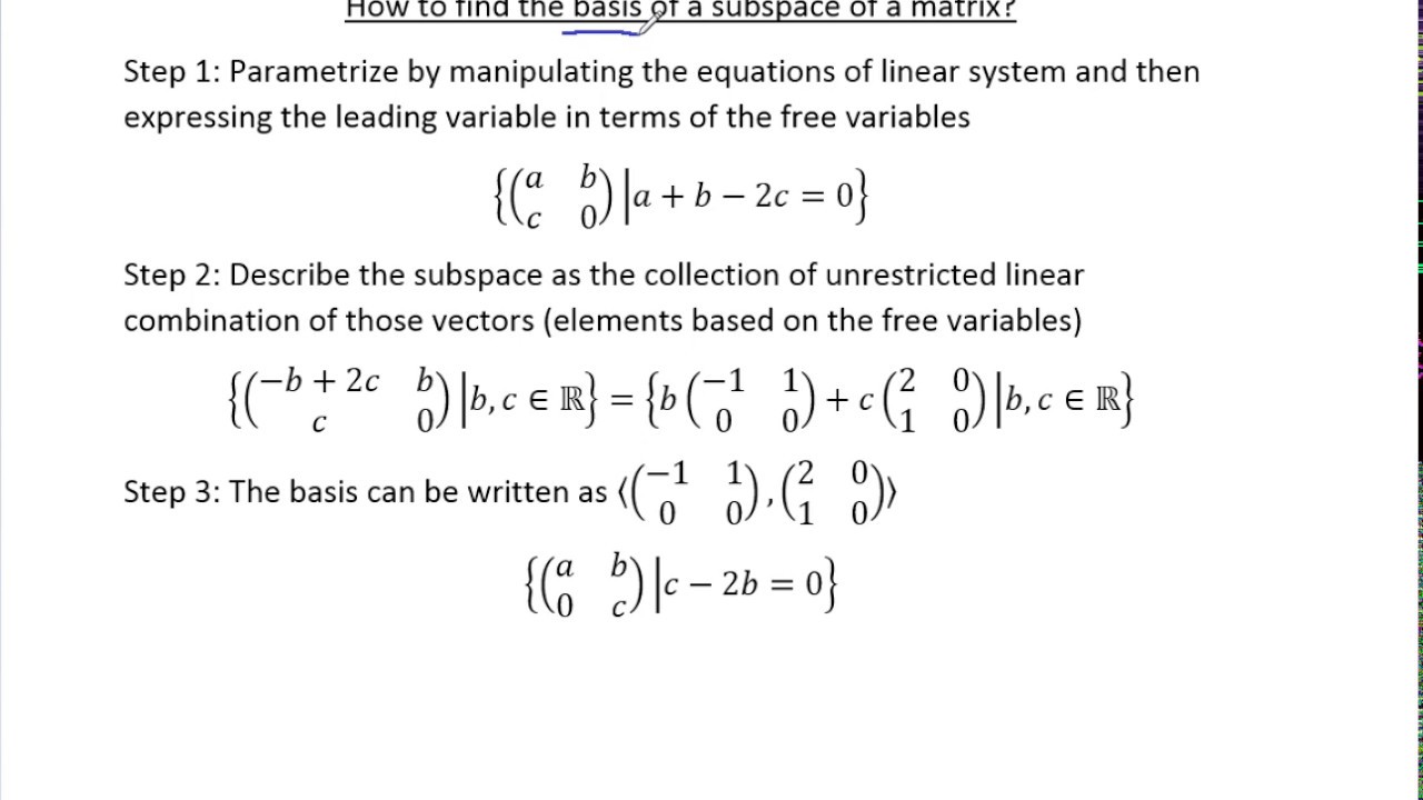 subspace definition algebra subspace definition algebra