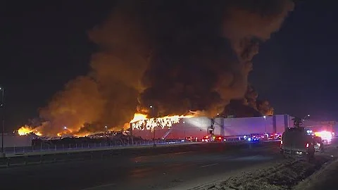Fire crews respond to three-alarm fire at large ab...