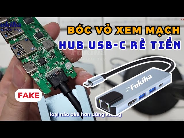 Bóc Vỏ Xem Mạch Hub Type C Giá Rẻ Cho Macbook, Laptop | Bộ Chia Cổng USB-C Fukiha to LAN, HDMI 4K