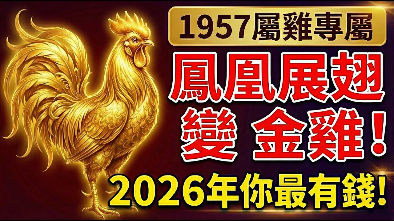 1957年屬雞人，69歲有坎？錯！這是「鳳凰展翅」變「金雞」！2026年最有錢的就是你！