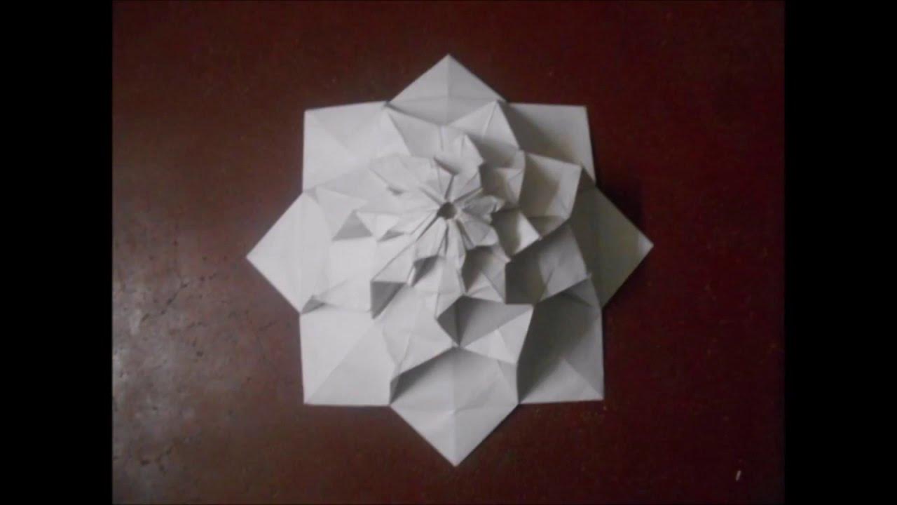 Origami 8 petal flower tower by Chris K.Palmer - YouTube