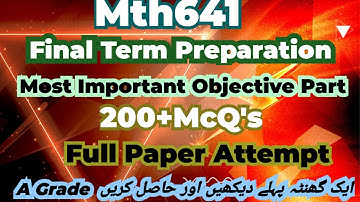 Mth641 Final Term Objective 2024 | Mth641 Final Term Preparation 2024 | Most Repeated mcqs #mth641