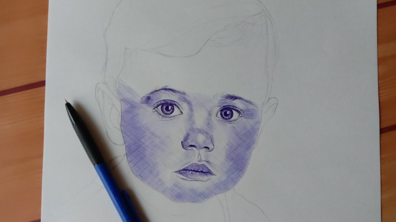 how to draw face with using ball pen 🖋️ | ball pen drawing🔥| art by ...